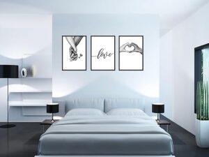 Modern Art Love & Hand Photo Frame set of 3