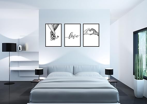 Modern Art Love & Hand Photo Frame set of 3